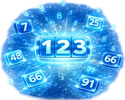 Illustration of random number dice and digits for SpinWheelPlus