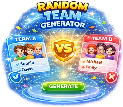Online random team maker dividing a class or group list into fair squads