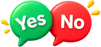Green Yes bubble and red No bubble