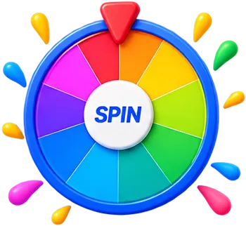 Colorful spin wheel with a Spin button